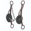 Professional's Choice Brittany Pozzi Long Gag Twisted Lifesaver Bit featuring a 5.5" twisted wire mouthpiece with a center ring. Dark brown long shanks are detailed with silver dots and include black rubber bit guards and a silver curb chain. A high-performance western bit designed for lift and control, perfect for barrel racing and equestrian competitions.