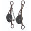 Professional's Choice Brittany Pozzi Long Gag Twisted Lifesaver Bit featuring a 5.5-inch three-piece twisted wire mouthpiece with a center ring. The long antique brown gag shanks are accented with decorative silver dots. Complete with black rubber bit guards and a stainless steel curb chain, this western horse bit is designed for precise control and lift, making it a popular choice for barrel racing and performance equestrian tack.