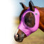 Professional's Choice Comfort-Fit Fly Mask in bright pink, designed with smooth, breathable Lycra for a snug, rub-free fit. This high-quality horse fly mask features clear-view mesh eye covers and protective mesh ears to shield against flies and UV rays. The sleek, magenta design with the PC logo provides ultimate insect protection while keeping your horse comfortable in the pasture. A must-have equestrian accessory for effective summer fly control.