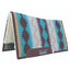 Professional's Choice Comfort-Fit SMX Air Ride Western saddle pad featuring a Southwest Serpentine geometric pattern in teal, brown, tan, and cream. This high-performance horse pad includes a moisture-wicking fleece lining for cooling and shock absorption. A brown leather wear leather with the Professional's Choice logo sits at the base. High-quality equine tack for comfort and style in the arena or on the trail.