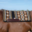Professional's Choice Comfort-Fit SMx Air Ride Western Saddle Pad featuring a black, tan, and cream Southwestern geometric pattern. This high-performance wool saddle pad includes shock-absorbing technology and durable leather wear leathers for maximum horse comfort. Ideal for Western disciplines like trail riding and barrel racing, the contoured design ensures a perfect fit. Available in OrthoSport and various sizes for the ultimate equestrian tack upgrade.