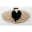 Professional's Choice Dark Wood Soft Goat Hair Brush featuring light cream bristles with a distinctive black heart-shaped center. This premium oval horse grooming brush includes an adjustable black leather handle and a polished dark wood base. Ideal as a soft finishing brush for sensitive horses, it's a stylish and functional addition to any equestrian grooming kit for achieving a show-ring shine.