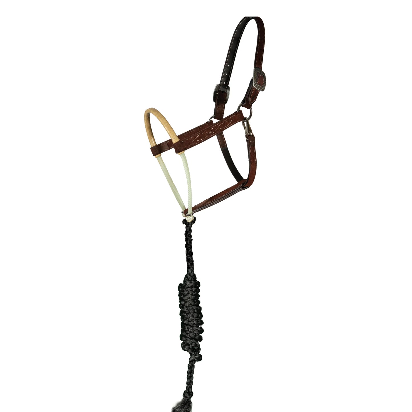 Professional's Choice Double Rawhide Chocolate Roughout Leather Halter with Lead