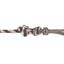 Professional's Choice Easy ON Rope Halter detail featuring heavy-duty knots and high-quality nylon rope in a black and tan pattern. This durable horse training halter is designed for quick application and long-lasting performance. The intricate weaving and sturdy construction make it a must-have for horse enthusiasts looking for reliable, stylish tack. Perfect for daily use or professional horse training.