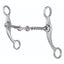 Professional's Choice 5.25-inch Equine Bit with a twisted wire dogbone mouthpiece and decorative rasp-textured shanks. This durable silver curb bit features curved cheekpieces with top and bottom rings for secure bridle and rein attachment. Ideal for horse training and western riding, this high-quality bit combines professional performance with a unique textured design for refined communication.