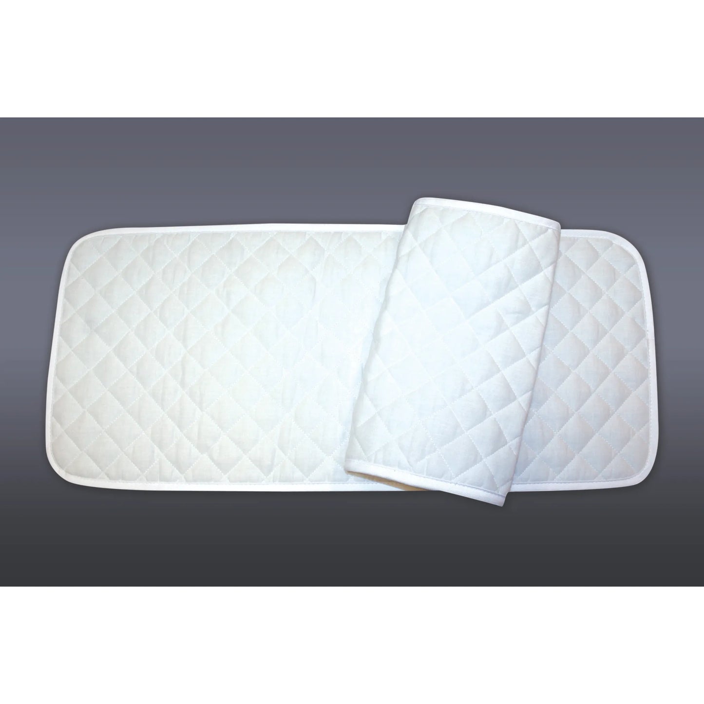 Professional's Choice Equine Standing Wraps in classic white, featuring a durable diamond-quilted design for superior horse leg support. These soft, padded stable wraps are shown laid flat and partially rolled, highlighting their protective cushioning and clean piped edges. Perfect for shipping, injury recovery, or daily stable protection, these high-quality equine leg wraps offer both comfort and reliability for performance horses.