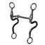 Professional's Choice Equisential Swept Back Seven Shank Bit featuring a jointed twisted wire mouthpiece and elegant S-curved shanks. Crafted from darkened steel, this western curb bit provides leverage and clear communication for training and performance. A durable and functional addition to any horse's tack collection, perfect for riders seeking quality equestrian equipment.