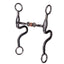 Professional's Choice Equisential Swept Back Seven Shank Bit in a dark sweet iron finish. This western curb bit features stylish S-curve shanks and swivel cheeks for precise independent rein cues. The jointed mouthpiece is accented with a central copper roller to encourage salivation and relaxation. Perfect for western performance and training, this durable horse bit combines functionality with classic equestrian style.