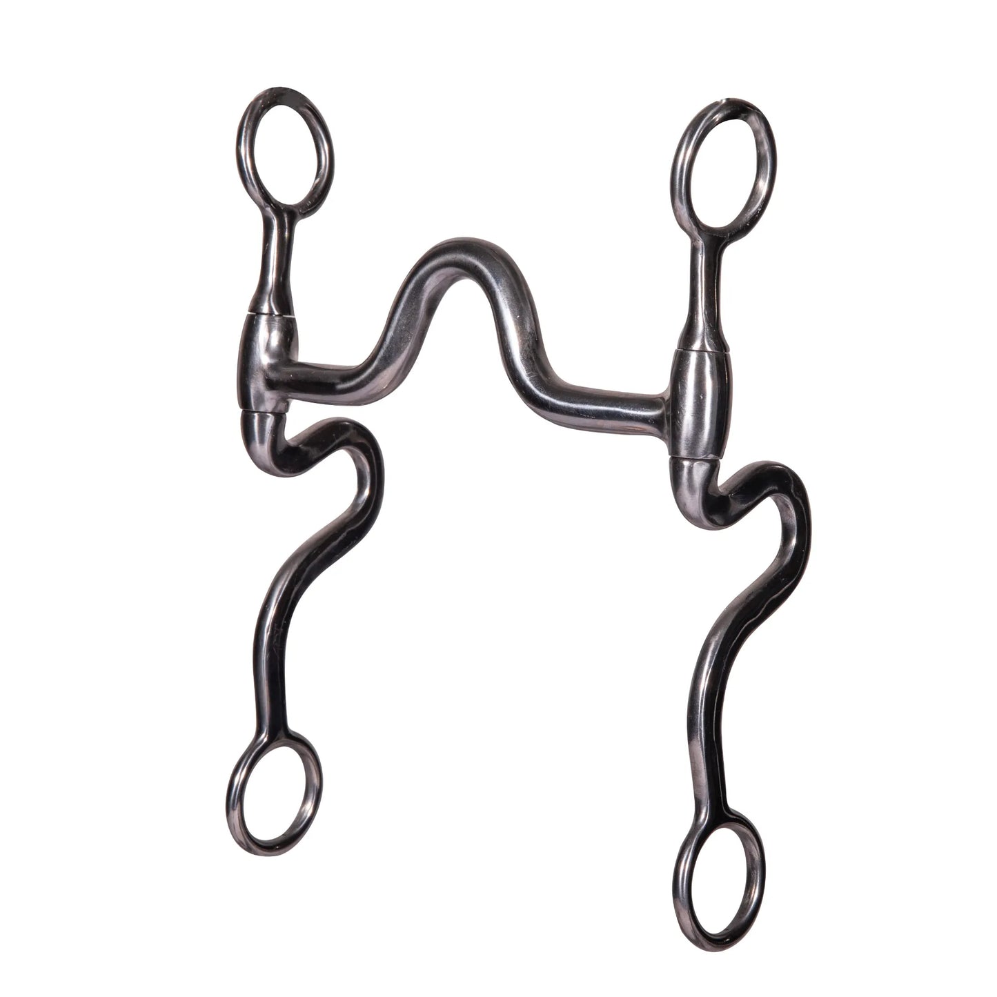 Professional's Choice Equisential Swept Back Seven Shank Bit in polished silver. This high-quality western curb bit features a medium port mouthpiece and distinctive S-shaped shanks designed for refined leverage and communication. A sleek piece of equestrian hardware perfect for performance horse training and western riding disciplines, offering both durability and classic style.