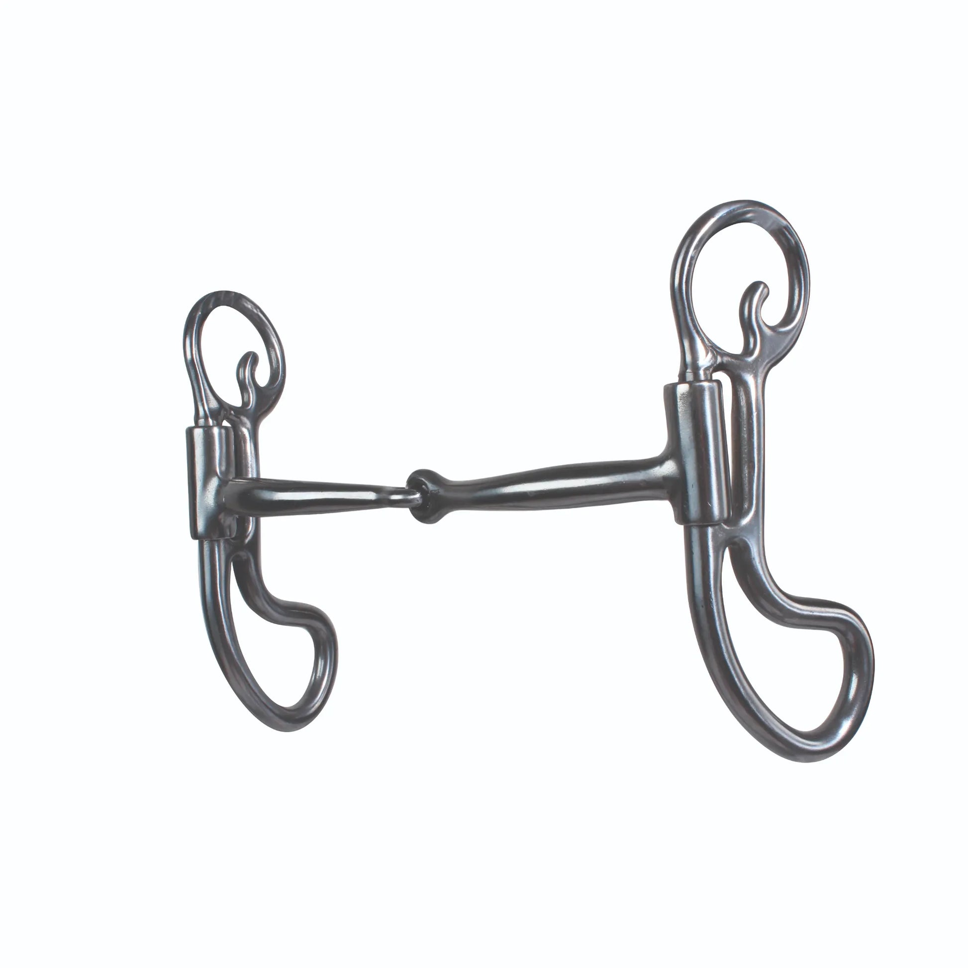 Professional's Choice Equisential Teardrop Bit for horses, featuring a 5-inch single-jointed mouthpiece and elegant teardrop-shaped shanks. This durable dark metal western leverage bit provides refined communication and control. Its sleek, curved design is perfect for training and performance, making it a stylish and functional addition to any horse tack collection. Ideal for riders seeking high-quality equestrian gear for everyday use or competition.