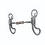 Professional's Choice Equisential Teardrop Bit for horses featuring a 5-inch jointed sweet iron mouthpiece and a central copper roller to encourage relaxation. This Western curb bit includes swivel teardrop-shaped shanks for independent side-to-side control and precise communication. Durable and stylish equestrian tack, perfect for horse training and trail riding. High-performance Western horse bit with a sleek dark steel finish.