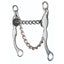 Professional's Choice Equisential Traditional Chain Bit featuring a polished stainless steel finish. This western curb bit includes a flexible chain mouthpiece for varied pressure, long curved shanks for leverage, and an attached curb chain. Black rubber bit guards are included for added comfort. A versatile piece of horse tack ideal for western training and performance, offering clear communication and a classic look for equestrians.