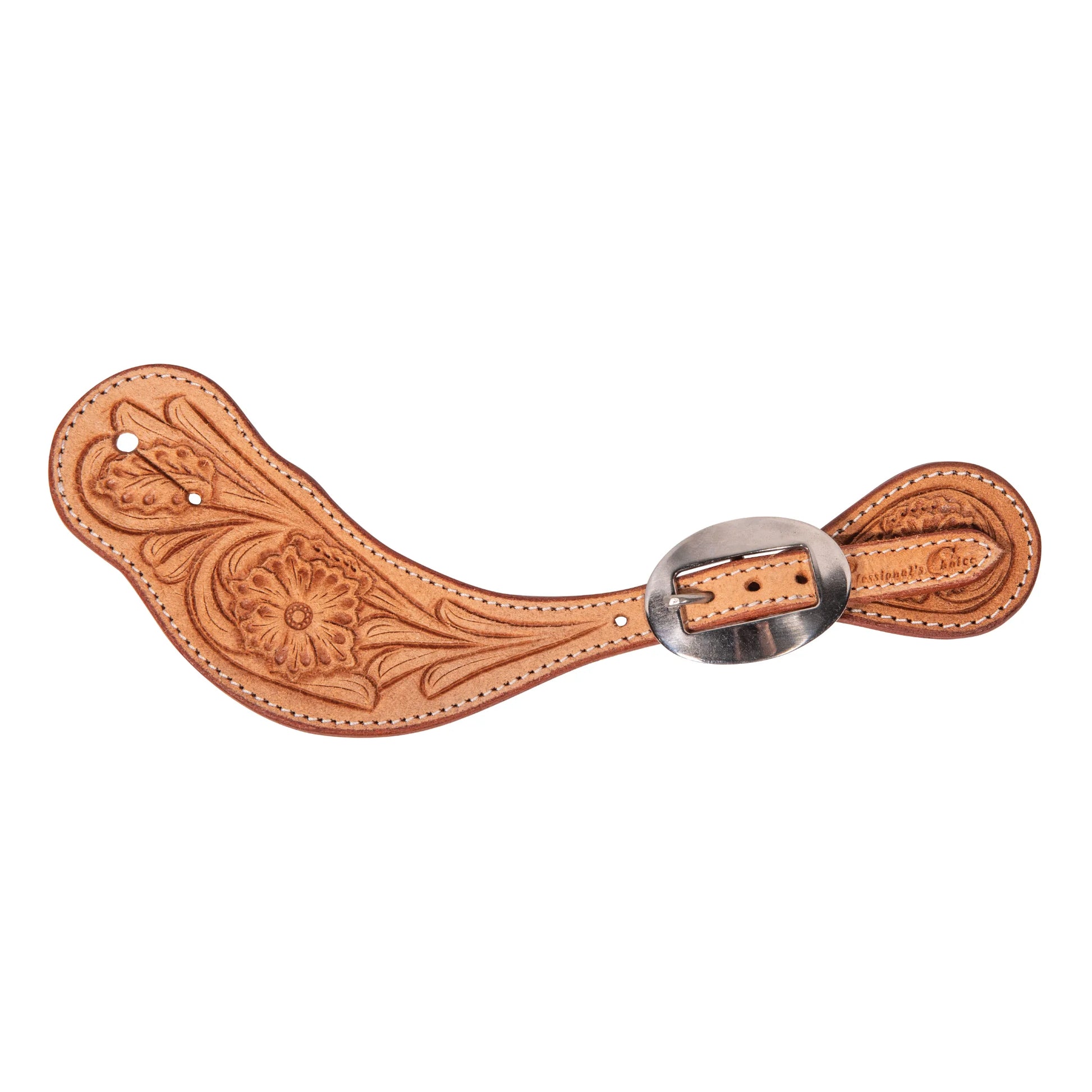 Professional's Choice Floral Rough Out Spur Straps - Durable Western Tooled Leather