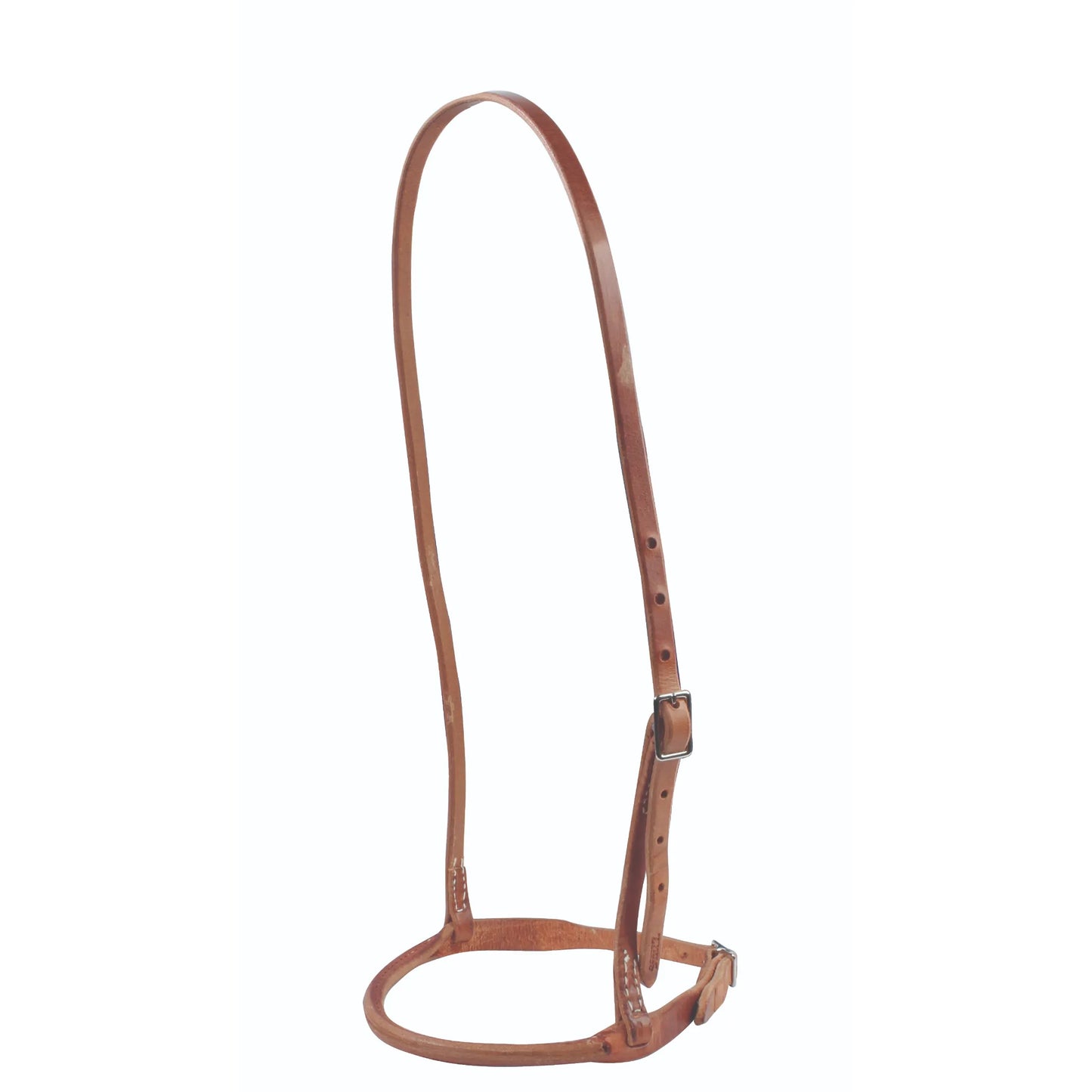 Professional's Choice Half Round Caveson with Buckle 8028HL in premium London tan leather. This elegant horse noseband features a distinct half-round design and a fully adjustable buckle closure for a custom fit. Perfect for training or competition, this high-quality equestrian tack offers both style and durability. A must-have bridle accessory for horse owners seeking professional-grade leather equipment.