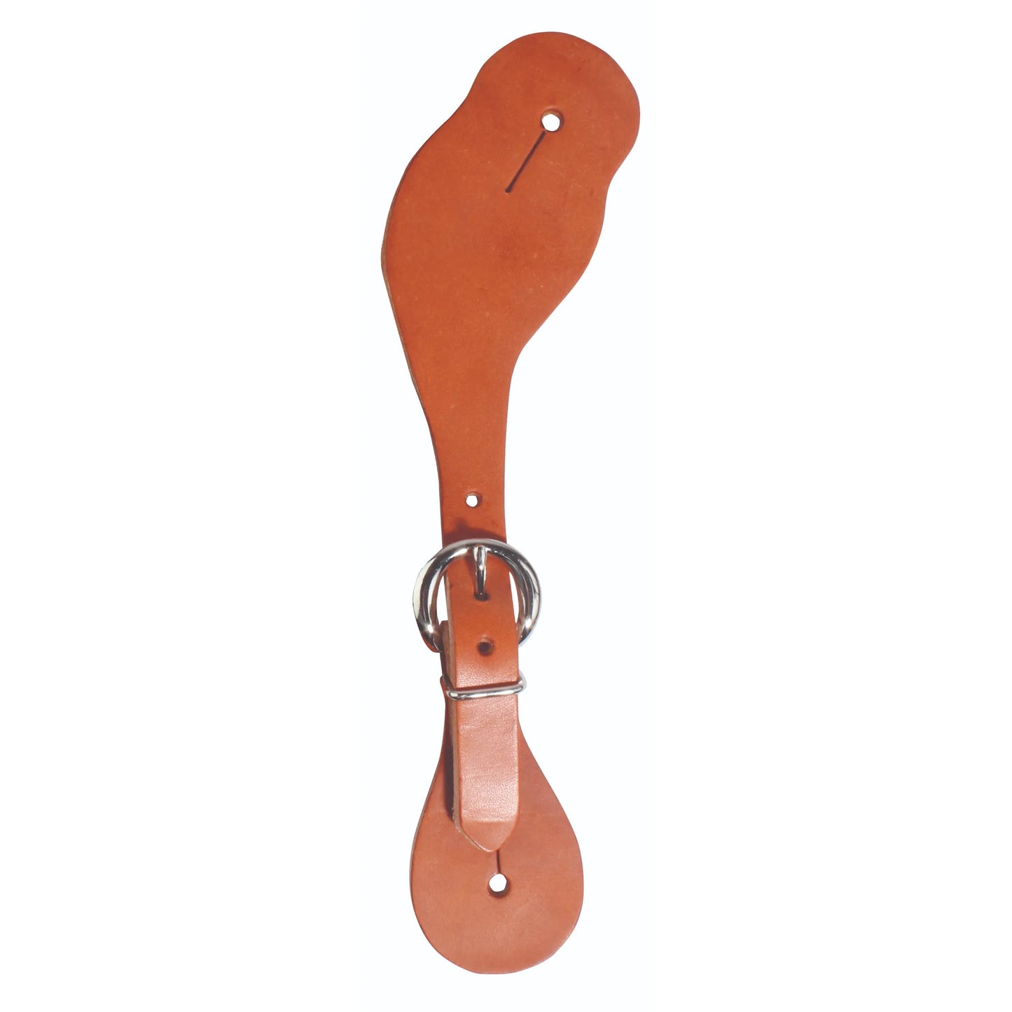 Professional's Choice Harness Leather Spur Straps in a natural russet color. These high-quality western spur straps feature a durable stainless steel buckle and a contoured design for a secure and comfortable fit on horse riding boots. Crafted from premium harness leather, these straps are perfect for western performance or everyday riding, offering classic style and long-lasting strength for any equestrian.