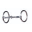 Professional's Choice Horse O-Ring Half and Half Snaffle Bit, 5.25". This stainless steel equestrian bit features a jointed mouthpiece with one side smooth and the other side a twisted wire texture for varied pressure. Designed for clear communication, the loose O-ring cheeks allow for movement in the horse's mouth. High-quality silver horse tack perfect for training and western or English riding disciplines.