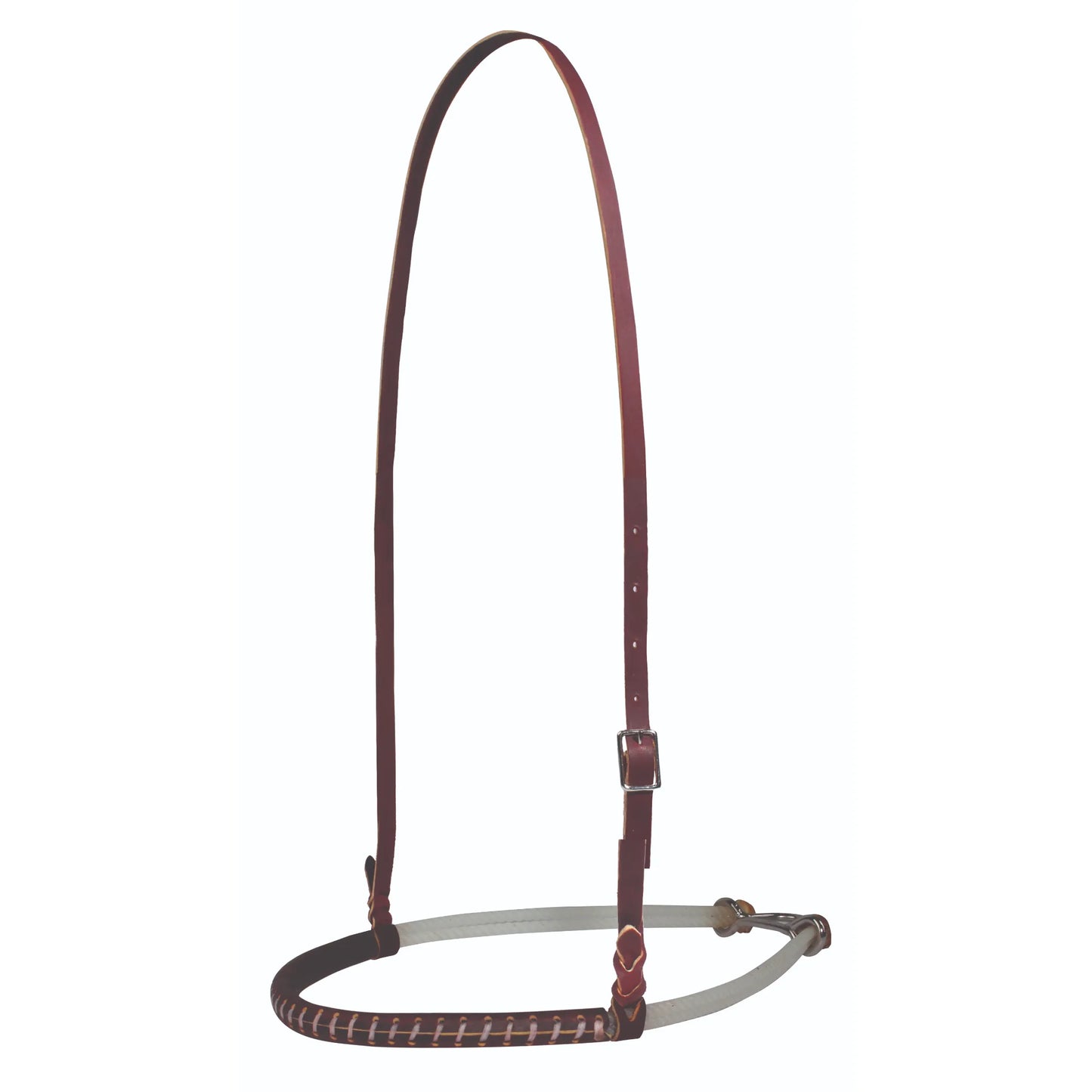 Professional's Choice Hand Laced Double Rope Noseband 8706. This premium equine headstall features a dark leather adjustable crown strap with a silver buckle and a double rope noseband with intricate hand-laced leather detailing. Durable and stylish western horse tack designed for effective training and refined communication.