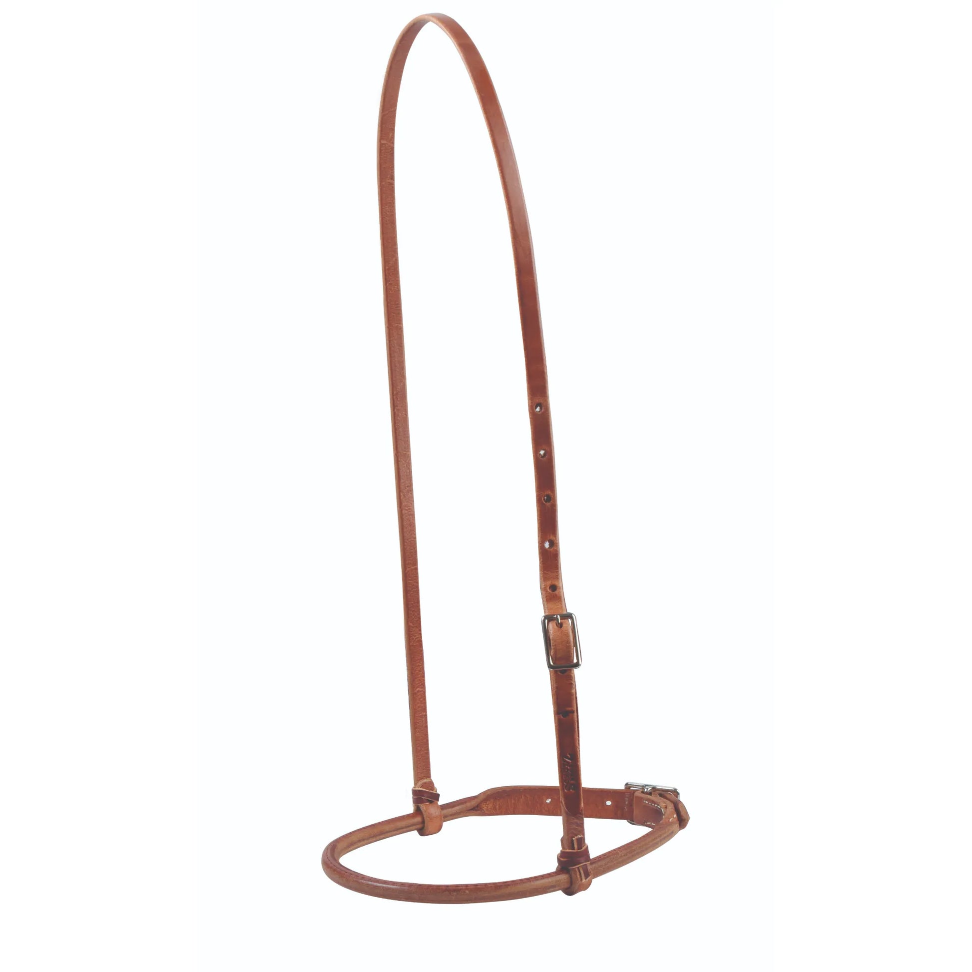 Professional's Choice Horse Equine Round Nose Adjustable Caveson crafted from high-quality brown leather. This essential equestrian tack features a rounded nosepiece and an adjustable crownpiece with silver-tone buckles for a secure, custom fit. Ideal for horse training, lunging, and everyday riding, this durable leather cavesson combines classic style with functional design for all horse breeds.