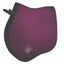 Professional's Choice Jump Pad in plum featuring a classic diamond quilted pattern and breathable VenTECH mesh lining. This contoured English saddle pad is designed for jumping with a high-wither profile, secure girth straps, and an embroidered brand logo patch. A stylish, performance-driven choice for equestrian schooling or show jumping in a rich, deep berry color.