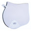 Professional's Choice Jump Pad with VenTECH Lining in white. This diamond-quilted equestrian saddle pad features a contoured high-wither profile and moisture-wicking lining for horse comfort. Includes secure Velcro billet straps and a reinforced girth patch with the Professional's Choice logo. A sleek, professional choice for show jumping, hunter jumpers, and daily schooling.