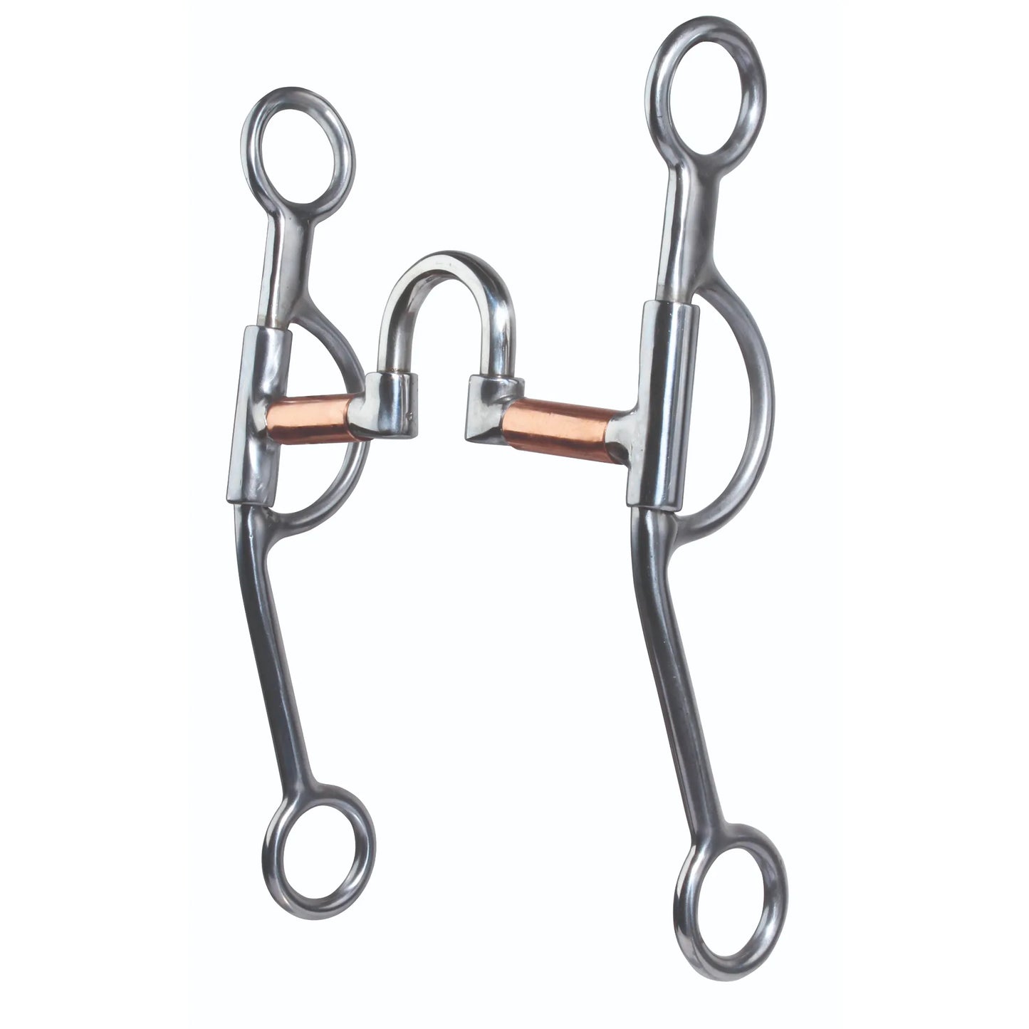 Professional's Choice Loomis Correction Silver 8 1/2-inch bit featuring a multi-jointed mouthpiece with copper rollers and swivel shanks. This professional Western curb bit is designed for refined communication and responsiveness, with a port for tongue relief and copper to promote salivation. A high-quality equestrian tool perfect for performance and training, offering a sleek, polished look for the show ring or everyday riding.