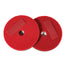 Professional's Choice red neoprene bit guards for horses designed to prevent bit pinching and chafing. These circular equestrian accessories feature a soft, textured neoprene surface, a center hole for bit placement, and a secure hook-and-loop Velcro strap for easy attachment. Durable and comfortable horse tack gear that protects the sensitive corners of a horse's mouth during training or trail riding.