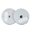 Professional's Choice Neoprene Bit Guards in white. These circular horse bit guards are designed to prevent the bit from pinching the horse's mouth. Each guard features a soft neoprene material and a convenient hook-and-loop Velcro strap for easy attachment to any horse bit. Essential equestrian gear for added comfort and protection during training or trail rides.
