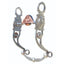 Professional's Choice PC Covered Cricket Roller Bit featuring ornate, hand-engraved silver shanks with intricate floral details and decorative conchos. The mouthpiece includes a polished rose gold-toned covered cricket roller, designed for a calming effect and horse comfort. This premium Western horse bit blends elegant craftsmanship with functional design, making it a stunning addition to any equestrian's tack collection for horse shows or daily riding.