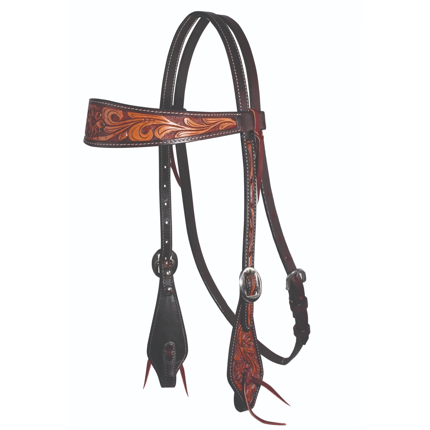Professional's Choice Prairie Flower Browband - Natural/Chocolate Western Leather