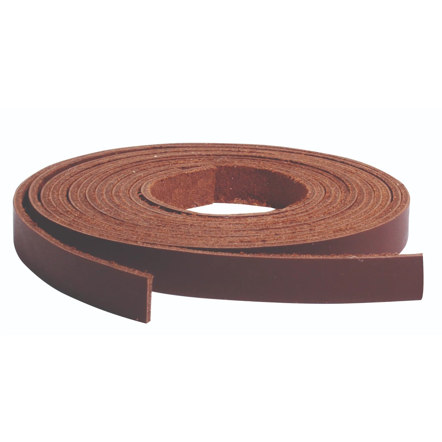 Professional's Choice Saddle Strings in rich mahogany brown leather. This coiled roll of durable, high-quality leather lacing is designed for securing riding gear, replacing old saddle strings, and maintaining western horse tack. Essential equestrian equipment for secure and stylish trail riding, these leather straps are perfect for DIY tack repair and custom saddle work.