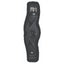 Professional's Choice VenTech Contoured Equestrian Dressage Girth in Black (#CDGF) featuring an anatomical shape for elbow clearance and horse comfort. This premium horse tack includes a breathable, non-slip VenTech liner, plush black sheepskin-style padding, durable stainless steel roller buckles, and a center D-ring. High-performance equestrian equipment designed for dressage training and competition.