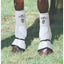Professional's Choice Sports White SMB Combo Boots featuring integrated medicine and bell boots for 360° equine leg protection. These medium white horse boots provide comprehensive support for the cannon bone and fetlock while shielding the hoof. Durable and stylish, these sports medicine boots are perfect for high-performance equestrian disciplines, ensuring maximum impact absorption and comfort for your horse during training or competition.