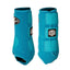 Professional's Choice Strike Sports Medicine Horse Boots in a vibrant teal turquoise. These high-performance equestrian leg boots offer impact protection and tendon support with a reinforced strike plate and three secure hook-and-loop strap closures. Perfect for horse training, jumping, or trail riding, these durable sports medicine boots ensure comfort and stability. Part of a protective 4-pack for complete horse leg coverage and support.