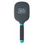 Professional's Choice Tail Tamer Mod Paddle Brush for horse grooming. This equestrian mane and tail brush features a wide charcoal grey paddle head with a white logo. The ergonomic black handle has a ribbed comfort grip and vibrant teal blue accents at the neck and base. Durable and lightweight tool designed for efficient detangling and smoothing.