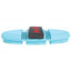 Professional's Choice Tail Tamer Soft Touch Flex Curry in light blue. This flexible horse grooming brush features a segmented rubber design with soft-touch grooming teeth for cleaning and massaging. A black adjustable hand strap with a red heart logo ensures a comfortable grip. Perfect for removing dirt and loose hair, this ergonomic curry comb is an essential addition to any equine grooming kit for a shiny, healthy coat.