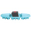Professional's Choice Tail Tamer Soft Touch Flex Massager in turquoise, featuring soft rubber bristles and a segmented, flexible body designed to contour to a horse's muscles. This essential equine grooming tool includes an adjustable black hand strap for a secure grip, making it perfect for deep tissue massage and shedding. A must-have for any horse owner's grooming kit to promote relaxation and coat health.