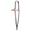 Professional's Choice War Bonnet featuring a rolled leather noseband and durable brown nylon straps. This high-quality horse training aid includes an adjustable crown piece with a silver buckle and stainless steel hardware for secure attachment. Perfect for improving horse performance, balance, and responsiveness, this brown nylon war bonnet is an essential tool for Western trainers and riders looking for effective schooling equipment.