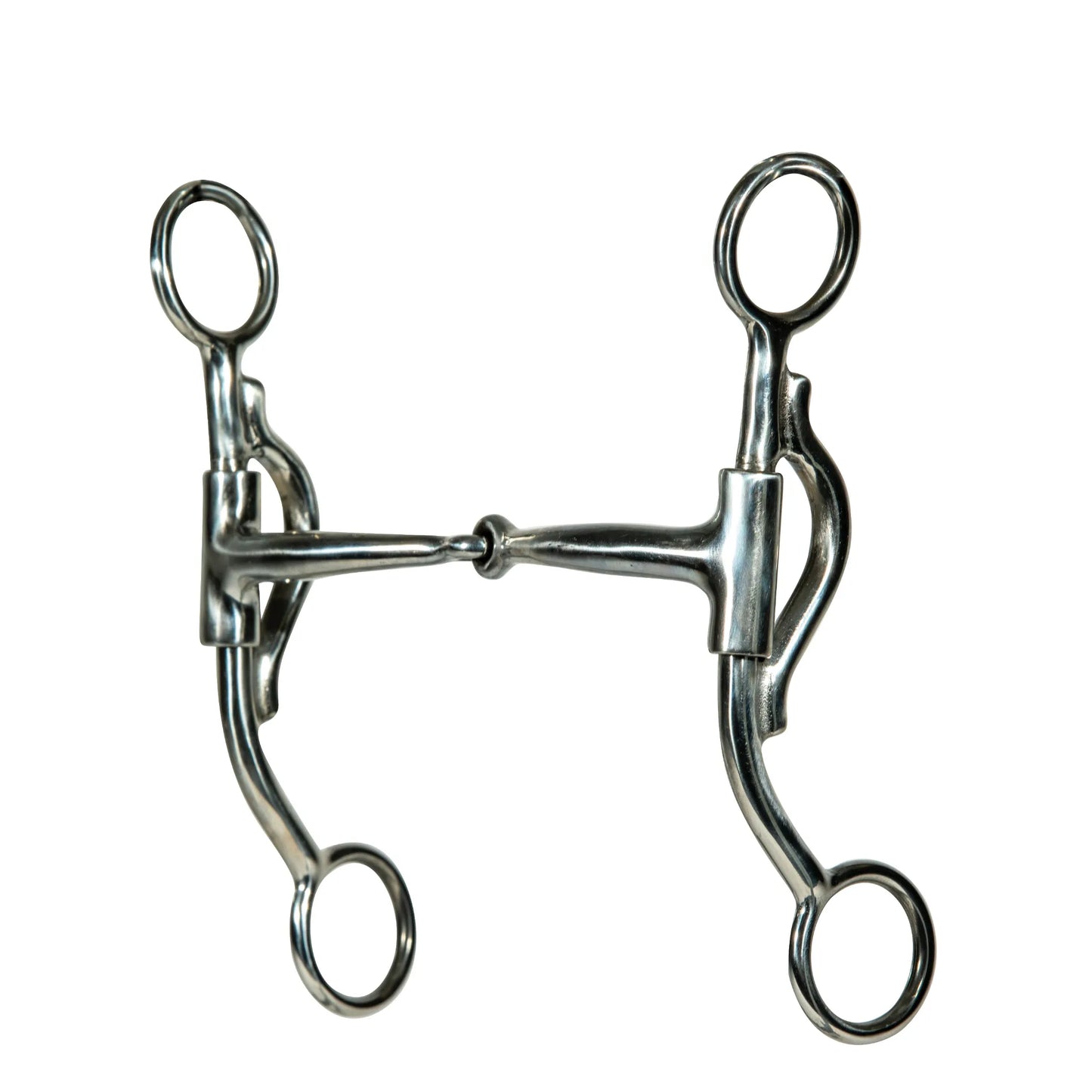 Professional's Choice Yukon Bit Series featuring a 5.25-inch joined mouthpiece and 6-inch curved shanks. This polished silver horse bit is designed for western riding, offering a balance of control and comfort for performance horses. The durable stainless steel construction and classic shank design make it a versatile addition to any equestrian tack room. Ideal for professional trainers and western riders seeking quality and style.