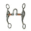 Professional's Choice Yukon Bit Series featuring a 5.25" ported mouthpiece with copper rollers to encourage salivation and relaxation. This western curb bit has 6" stainless steel swivel shanks for balanced leverage and communication. Durable and stylish, this high-quality horse tack is designed for performance and comfort, making it a must-have for any equestrian’s collection. Perfect for western disciplines needing tongue relief.