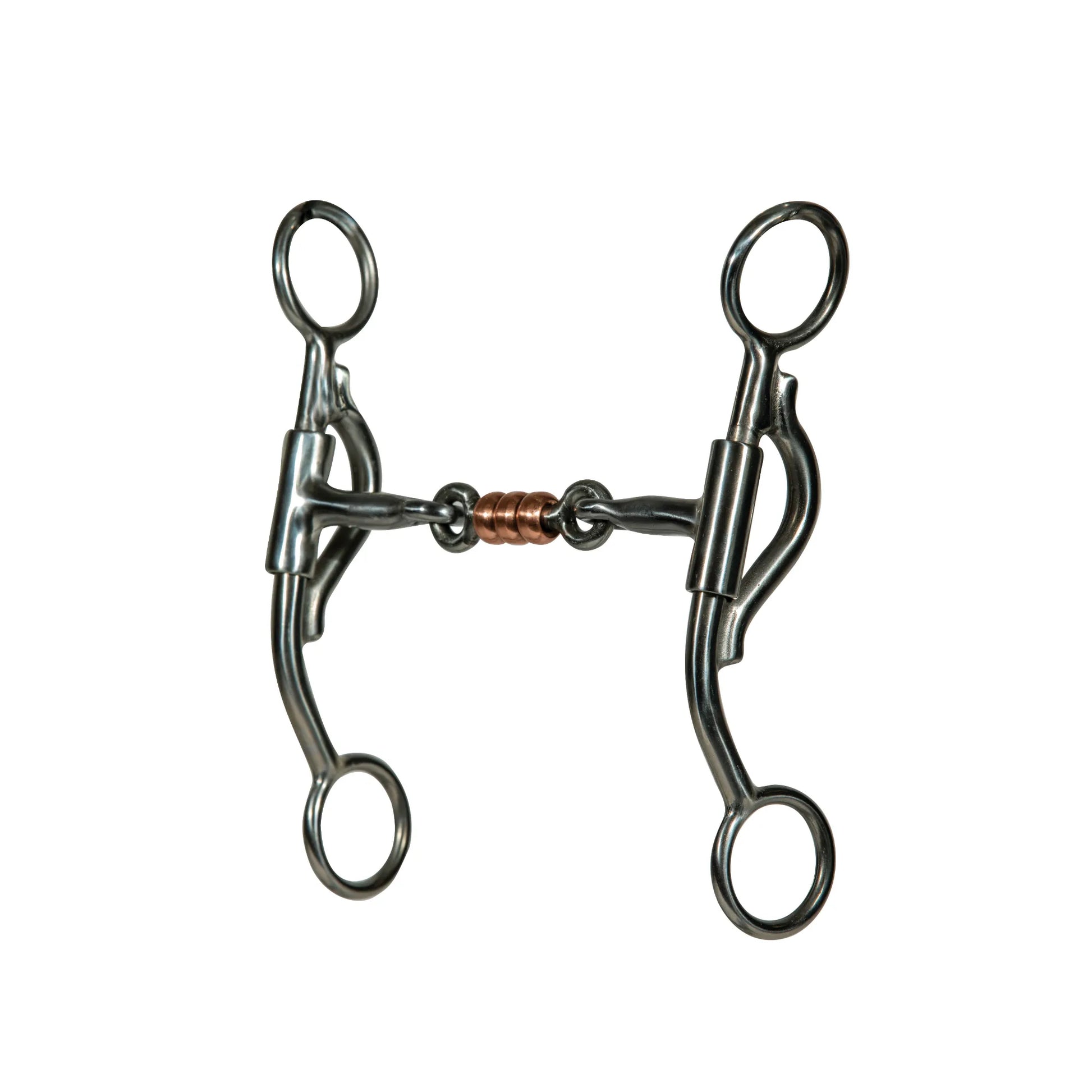 Professional's Choice Yukon Bit Series horse bit with a 5.25" sweet iron mouthpiece featuring three central copper rollers. The 6" blackened steel shanks provide leverage and independent side movement for precise communication. This western curb bit combines classic style with functional performance, perfect for training and competition. High-quality equestrian tack designed for durability and responsiveness.