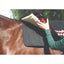 Professional's Choice 30x30 Pad Liner shown on a bay horse. A hand lifts a black western saddle pad with a red and tan zigzag pattern to reveal the thick, cream-colored wool fleece liner. This high-quality equestrian accessory provides essential cushioning, moisture-wicking, and back protection for Western riding, ensuring a comfortable fit and better saddle performance.