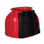 Professional's Choice red rubber bell boot for horses featuring a durable ribbed design and a heavy-duty black double-lock hook and loop closure. These open rubber bell boots provide essential overreach protection and hoof safety for training or performance. A vibrant and reliable choice for equestrian hoof care and injury prevention.
