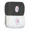 Professionals Choice Combo Bandages shown in a set of black and white rolls. These equestrian leg wraps provide superior support and protection for horses, combining the benefits of polo wraps and track bandages. Each wrap features a ribbed elastic exterior and a secure hook-and-loop closure adorned with the iconic blue and red logo. Perfect for training, schooling, and injury prevention, these durable wraps are essential horse tack for any equestrian.