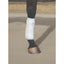 Professionals Choice white Combo Bandages wrapped securely on a horse’s lower leg for support and protection. These equestrian leg wraps feature a clean, athletic design with the recognizable Professional's Choice logo, providing both polo wrap comfort and track bandage durability. Perfect for athletic training or daily exercise, these wraps ensure impact protection on any terrain. Ideal for riders looking for high-performance horse leg care and professional gear.
