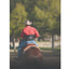 Professionals Choice Comfort Fit Low Back Support in Black worn by a cowboy riding a brown horse. This essential equestrian back brace provides lumbar support and pain relief for western riders. Designed for comfort and durability in the saddle, it fits securely over a shirt and jeans. Ideal for horseback riding enthusiasts looking for posture support and stability during ranch work or trail rides.