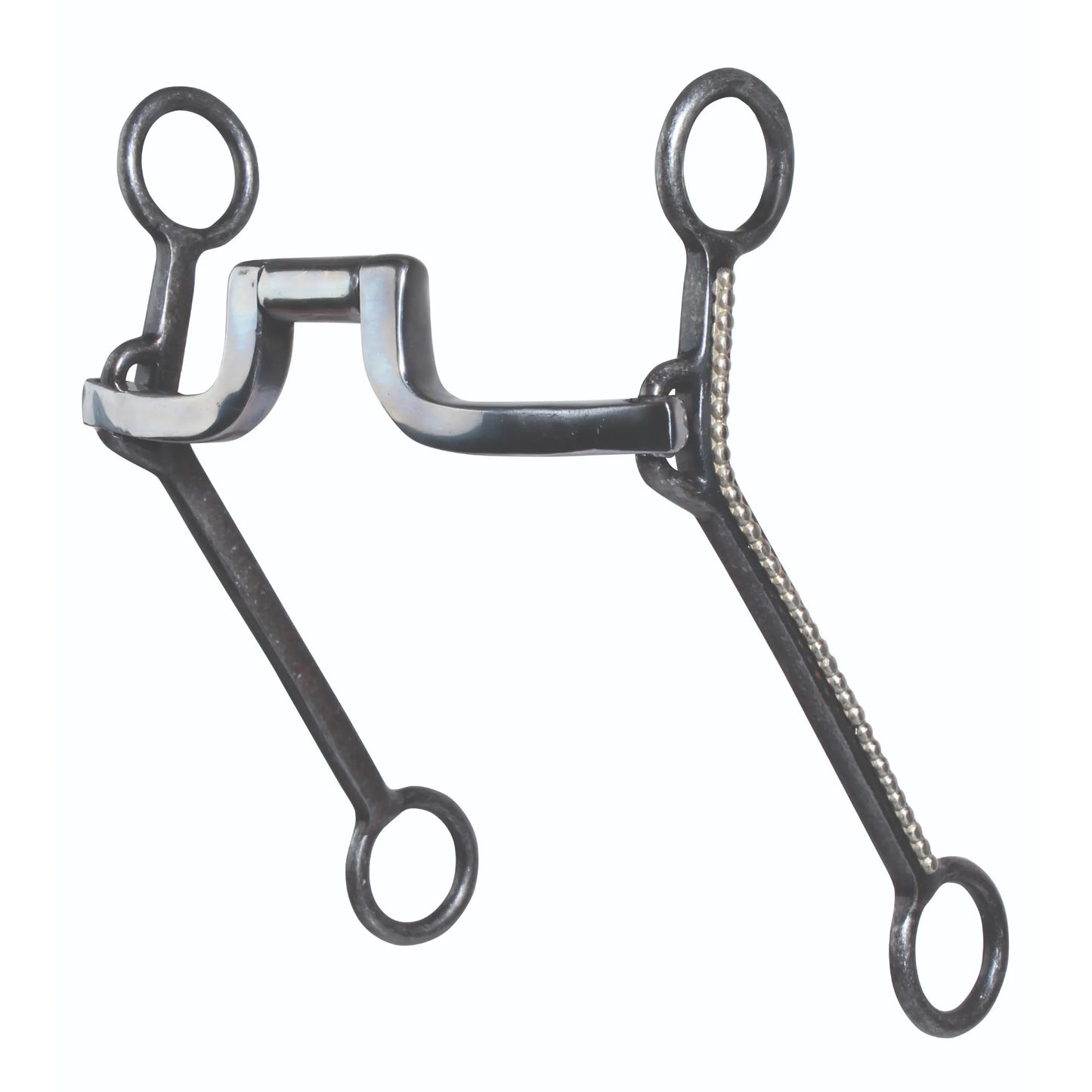 Professional’s Choice Loose Swept Back Square Port Bit featuring a 5 1/8" mouth and 7 1/4" shanks. This western horse bit showcases dark steel shanks with decorative silver beaded accents and a polished square port mouthpiece. Designed for balanced leverage and communication, it is an essential piece of equestrian horse tack for training and performance. Ideal for riders seeking a stylish and effective curb bit for western riding disciplines.