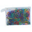 Professional Choice Slick Bands, a colorful assortment of small braiding elastics in a clear zippered storage pouch. Featuring vibrant hues like blue, green, yellow, and red, these durable rubber bands are perfect for horse mane and tail braiding, pet grooming, or hair styling. High-quality, non-snagging hair ties designed for professional use and organized in a reusable plastic bag.