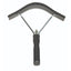 Professional's Choice Soft Touch Half Moon Scraper for horses, featuring a flexible black rubber blade with a serrated edge for effective sweat and water removal. Designed with a sturdy silver metal frame and a comfortable, ergonomic black handle, this essential grooming tool is perfect for post-bath or post-workout care. Ensure your horse stays clean and dry with this professional-grade half-moon sweat scraper.