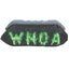 Professional’s Choice Whoa Brush for equestrian grooming. This stylish dandy brush features a contoured grey handle with finger grips for comfort and control. The dense black synthetic bristles are uniquely patterned with bright lime green bristles spelling out the word "WHOA." A fun and functional horse body brush for removing dirt and hair, perfect for any horse owner's tack box or grooming kit.