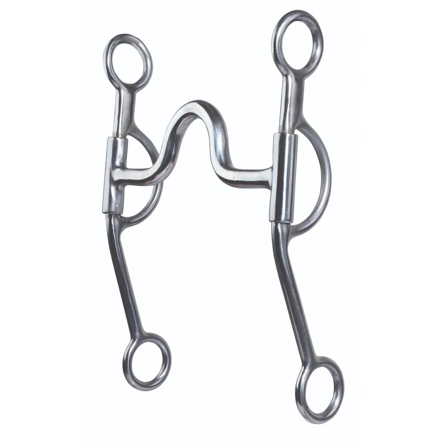Pros Choice Loomis Medium Port Silver 8 1/2In western horse bit. This polished silver stainless steel bit features a medium port mouthpiece for tongue relief and long 8.5-inch shanks for precise leverage. The loose cheek design enhances communication between horse and rider. Ideal for western performance, training, or ranch work. High-quality equestrian tack for professional and amateur riders alike.